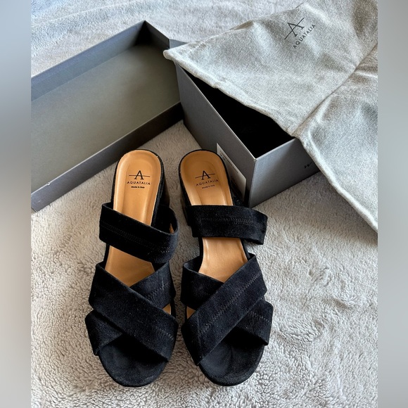 Aquatalia Summer Suede Block Heel Sandal - Picture 4 of 9
